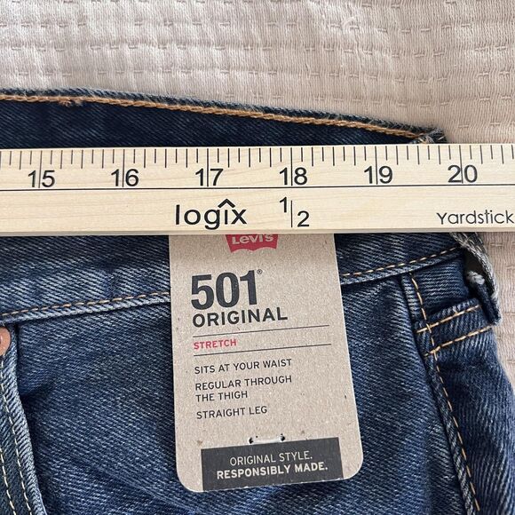 Levis 501 Jeans Men 40x30 Blue Stretch Denim Button Fly Straight Leg Classic NEW - Picture 11 of 14